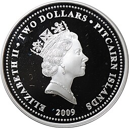 Монета 2 доллара 2009 Год быка лунар Питкэрн