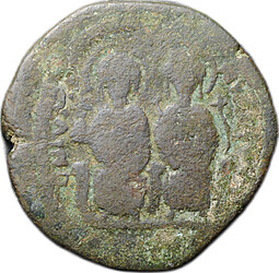 Монета Фоллис 573 - 574 Юстин II и София Византия