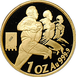 Монета-ранд 1 унция золота 1995 Чемпионат мира по регби ЮАР Южная Африка