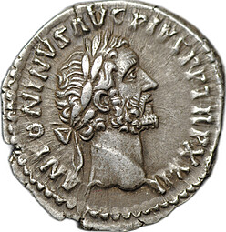 Монета Денарий 158-159 Антонин Пий Римская Империя