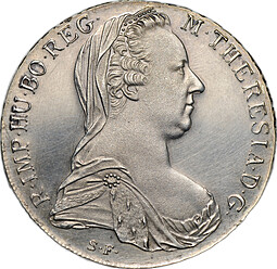 Монета 1 талер 1780 SF Мария Терезия рестрайк Австрия