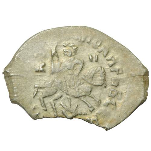 Монета Денга Василий Васильевич II Темный 1425-1462 сирена с луком, всадник