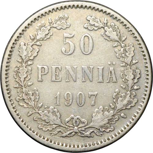 Монета 50 Пенни 1907 L Русская Финляндия