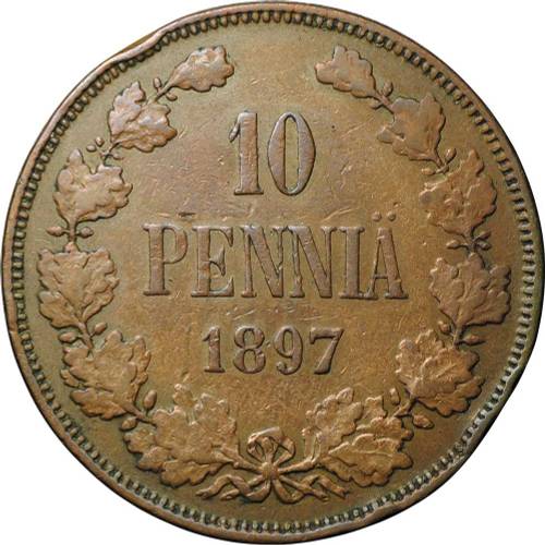 Монета 10 пенни 1897 Русская Финляндия