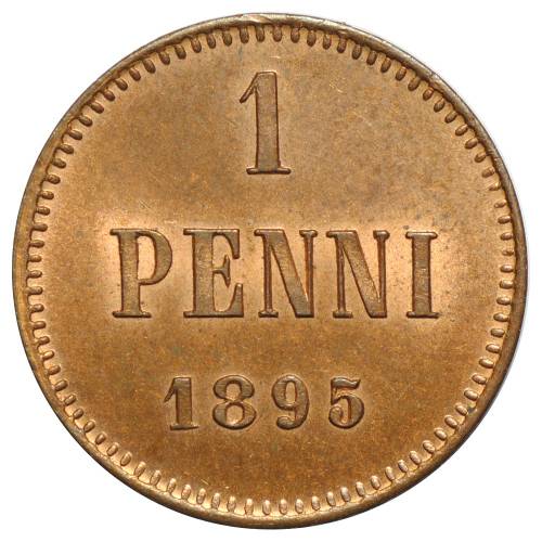 Монета 1 пенни 1895 Русская Финляндия UNC