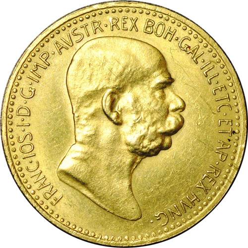 Монета 10 крон 1908 60 лет правлению 1848 Австро-Венгрия
