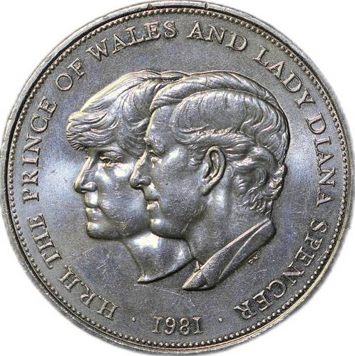 Монета 1 крона (25 новых пенсов) 1981 Свадьба Принца Чарльза и принцессы Дианы Великобритания