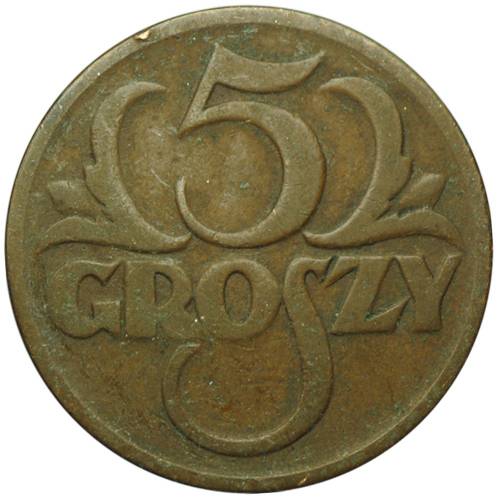 Монета 5 грошей 1925 Польша