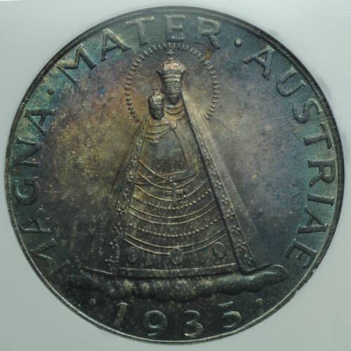 Монета 5 шиллингов 1935 Мадонна Марицелльская Австрия