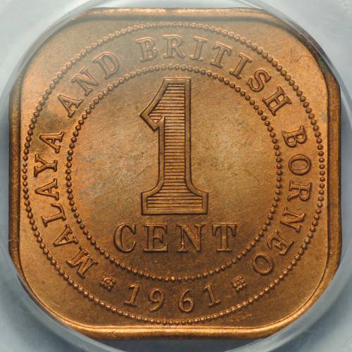 Монета 1 цент 1961 Малайя и Британское Борнео
