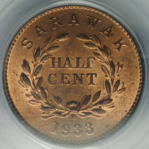 Монета 1/2 цента 1933 H Саравак Малайзия