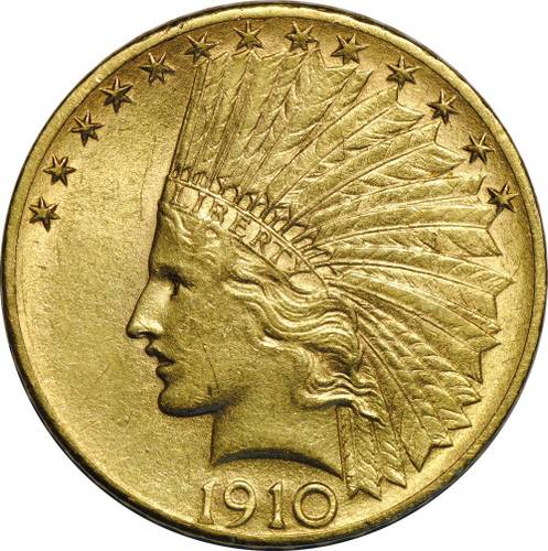 Монета 10 долларов 1910 США