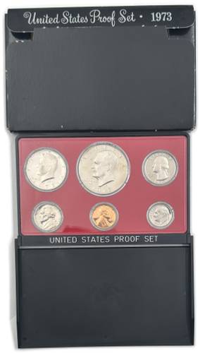 Годовой набор 1, 5, 10, 25, 50 центов 1 доллар 1973 PROOF США 6 монет
