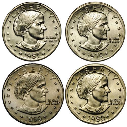Набор 1 доллар 1979-1999 США 4 монет серии Сьюзен Энтони