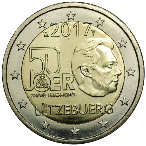Монета 2 евро 2017 Люксембург 50 лет добровольной воинской службе в Люксембурге