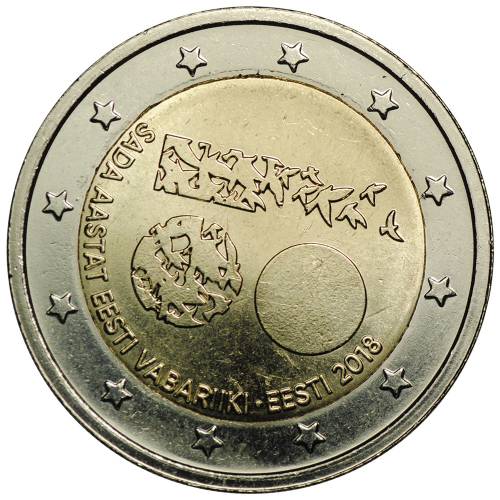 Монета 2 евро 2018 Эстония 100 лет Эстонии