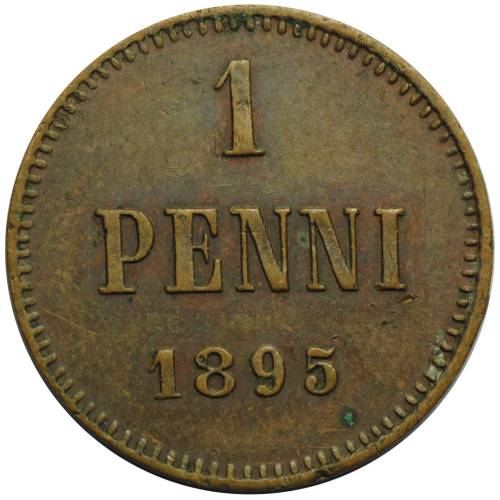 Монета 1 пенни 1895 Русская Финляндия