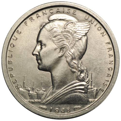 Монета 2 франка 1948 Французская Западная Африка
