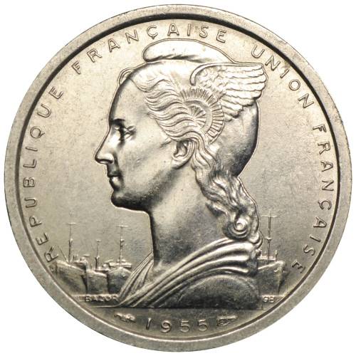 Монета 2 франка 1955 Французская Западная Африка