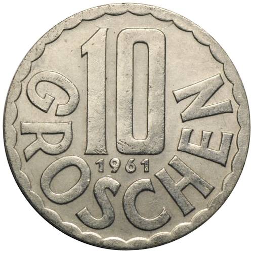 Монета 10 грошей 1961 Австрия
