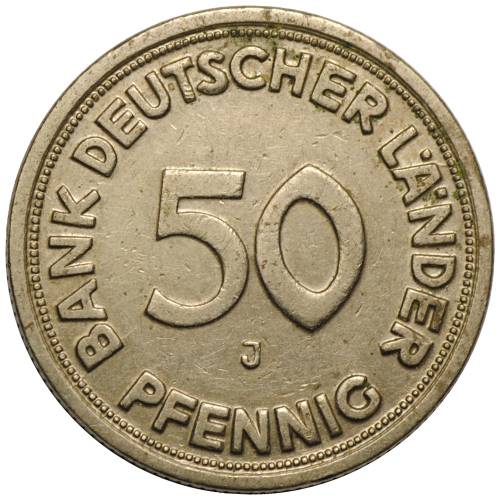 Монета 50 пфеннингов 1949 J ФРГ Германия