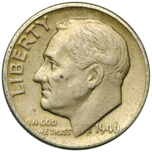 Монета 1 дайм 1946 США