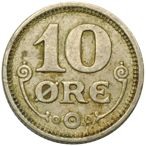Монета 10 эре 1921 Дания