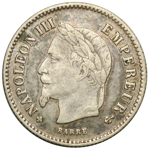 Монета 20 сантимов 1867 Франция