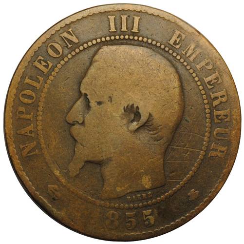 Монета 10 сантимов 1855 Франция