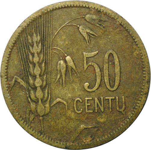 Монета 50 центов 1925 Литва