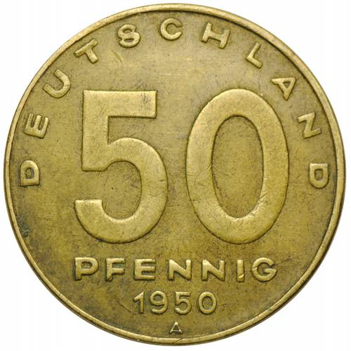 Монета 50 пфеннингов 1950 А ГДР Германия