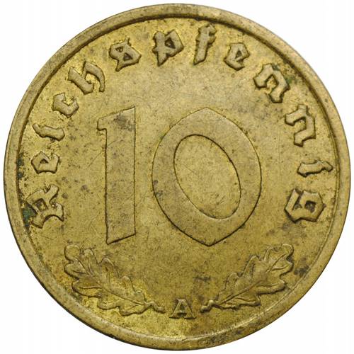 Монета 10 рейхспфеннингов 1938 A Германия