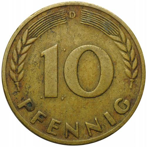 Монета 10 пфеннингов 1949 D ФРГ Германия
