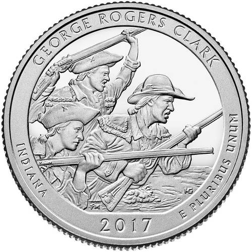 Монета 25 центов 2017 D Национальный исторический парк имени Джорджа Р. Кларка 40-й парк