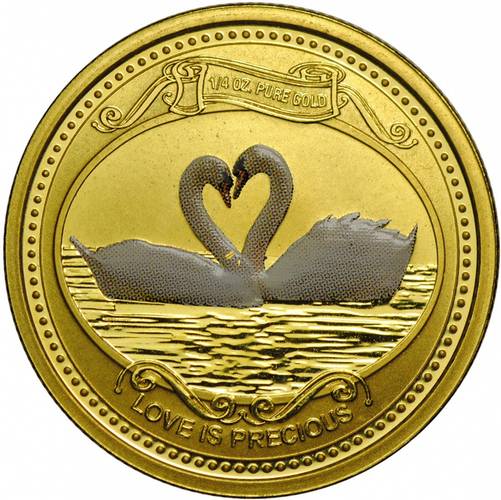 Монета 10 долларов 2008 Лебеди Любовь бесценна Острова Кука