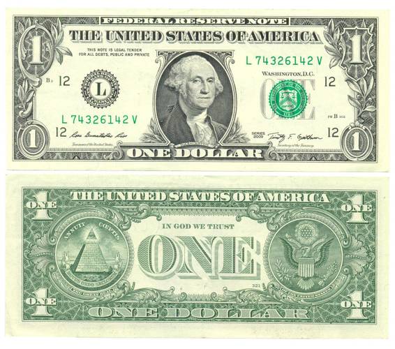 Банкнота 1 доллар 2009 США