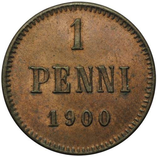 Монета 1 пенни 1900 Русская Финляндия