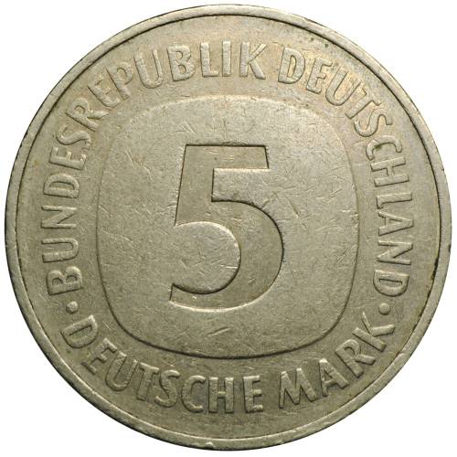 Монета 5 марок 1975 Германия