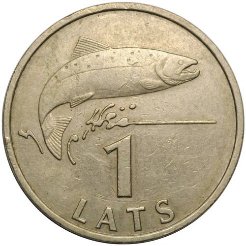 Монета 1 лат 1992 Латвия