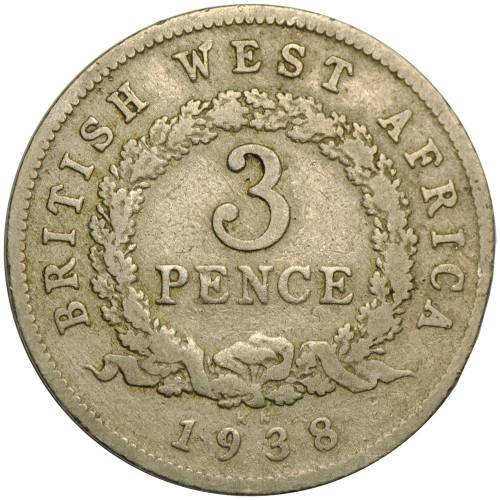 Монета 3 пенса 1938 Британская Западная Африка