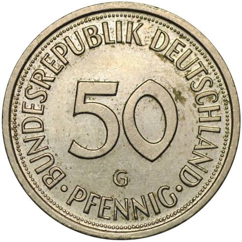 Монета 50 пфеннингов 1989 ФРГ