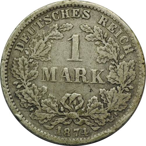 Монета 1 марка 1874F Германия