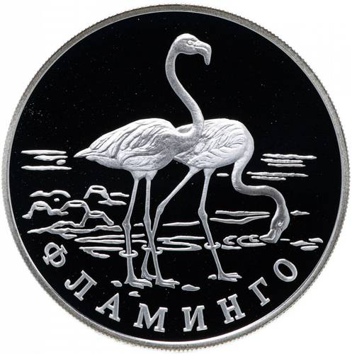 Монета 1 рубль 1996 ЛМД Красная книга - Фламинго (ошибочная дата 1997)