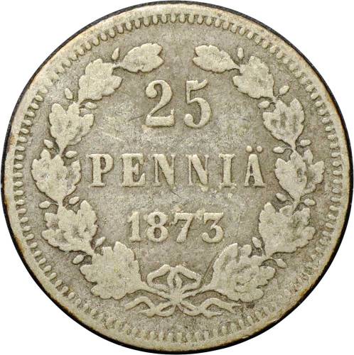 Монета 25 пенни 1873 S Для Финляндии