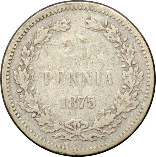 Монета 25 пенни 1875 S Для Финляндии