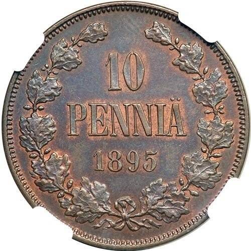 Монета 10 пенни 1895 Для Финляндии