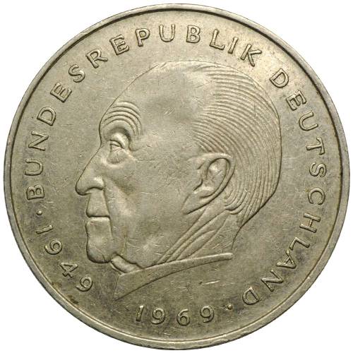 Монета 2 марки 1983 Конрад Аденауэр Германия ФРГ