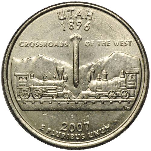 Монета 25 центов 2007 (квотер) P Юта