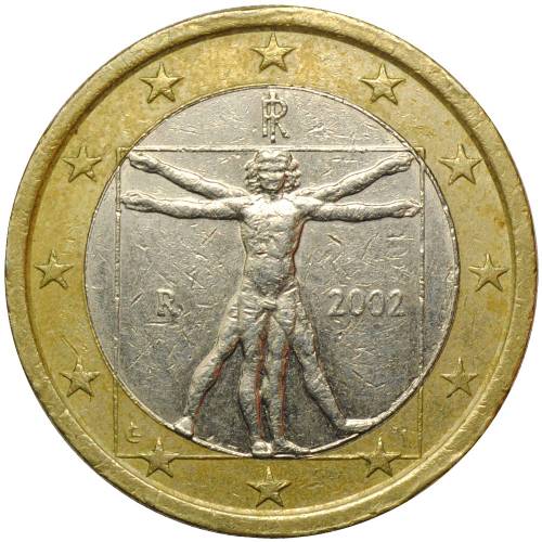 Монета 1 евро 2002 Италия