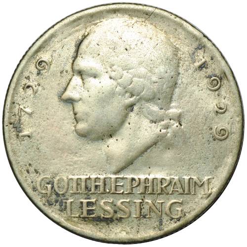 Монета 3 марки 1929 Готхольд Лессинг 200 лет со дня рождения Германия